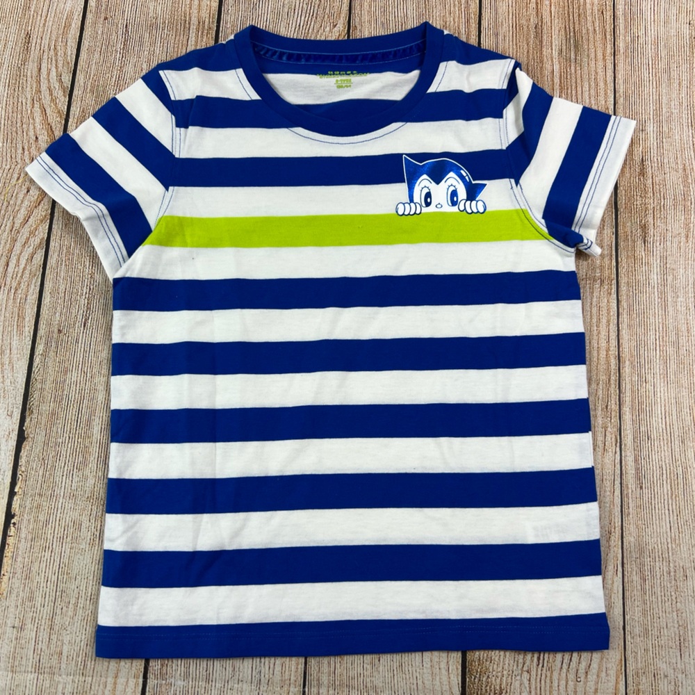 Astro Boy Mighty Atom Tokyo Blue White Striped T Shirt Kids Youth 8-9 Years